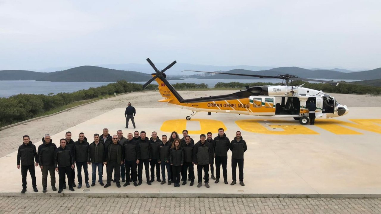 Muğla'da, Yangın Söndürme Helikopteri Sikorsky T-70'den Deneme Uçuşu