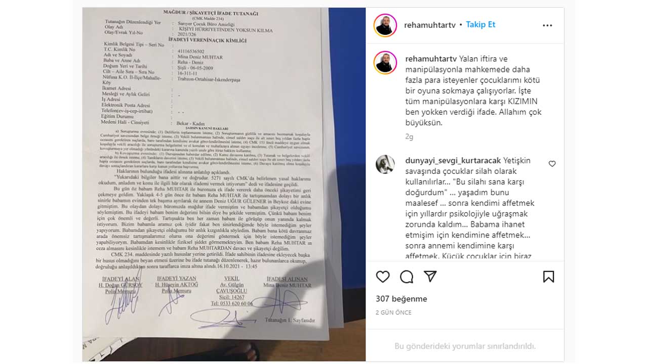 Reha Muhtar, 13 yaşındaki kızına şiddet mi uyguladı? Flaş iddialara cevap geldi!