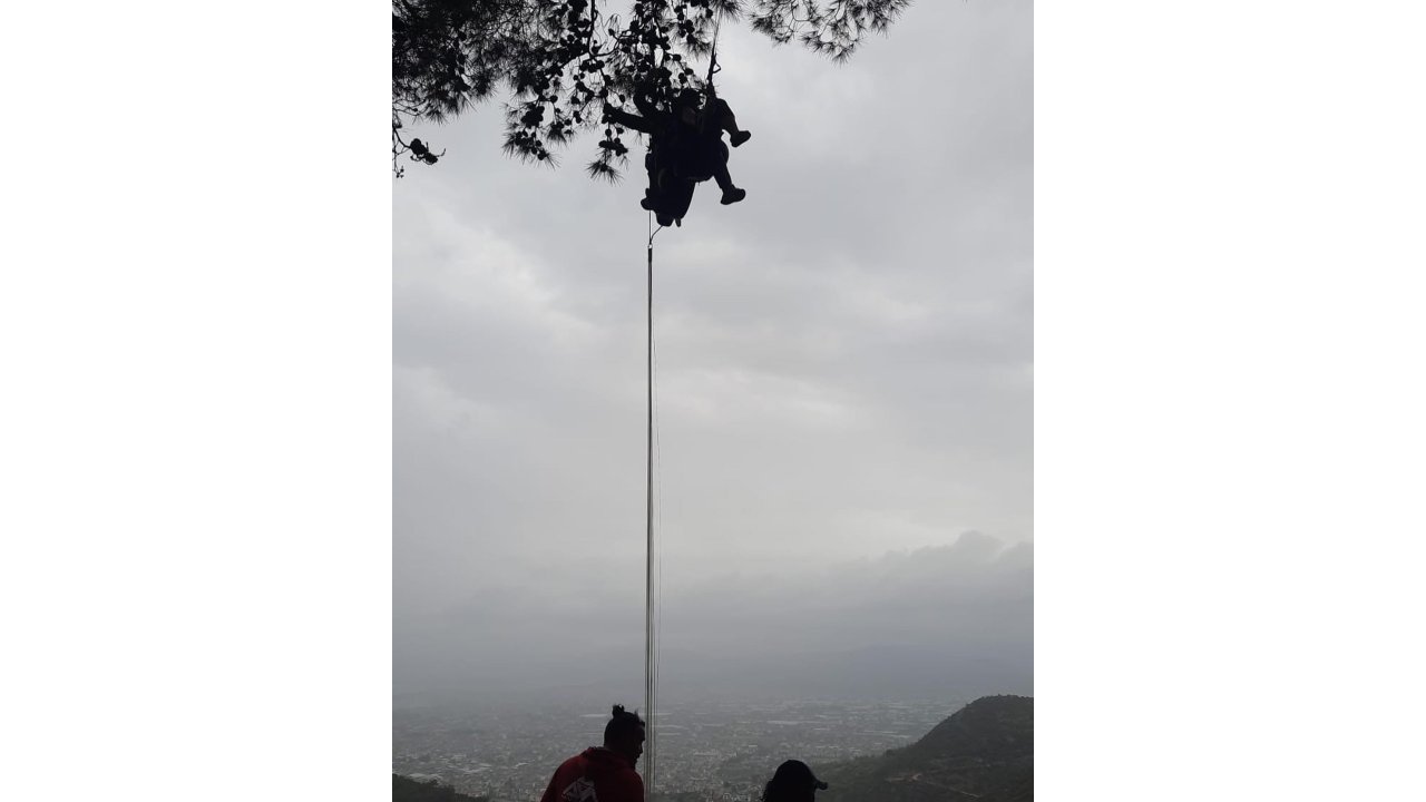 Ölüdeniz'de Fırtına Ve Yağmur Paraşütçüleri Zorladı; 1'i Ağaçta Asılı Kaldı