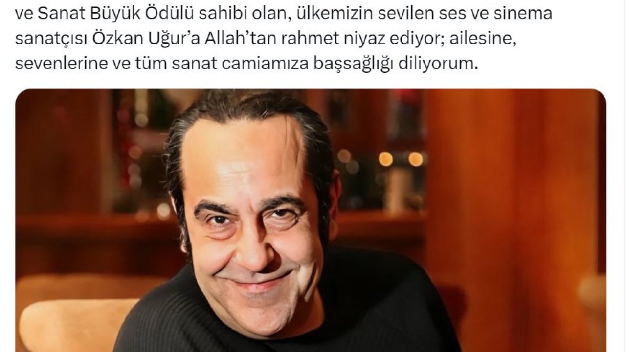 Cumhurbaşkanı Erdoğan'dan, Özkan Uğur için başsağlığı mesajı