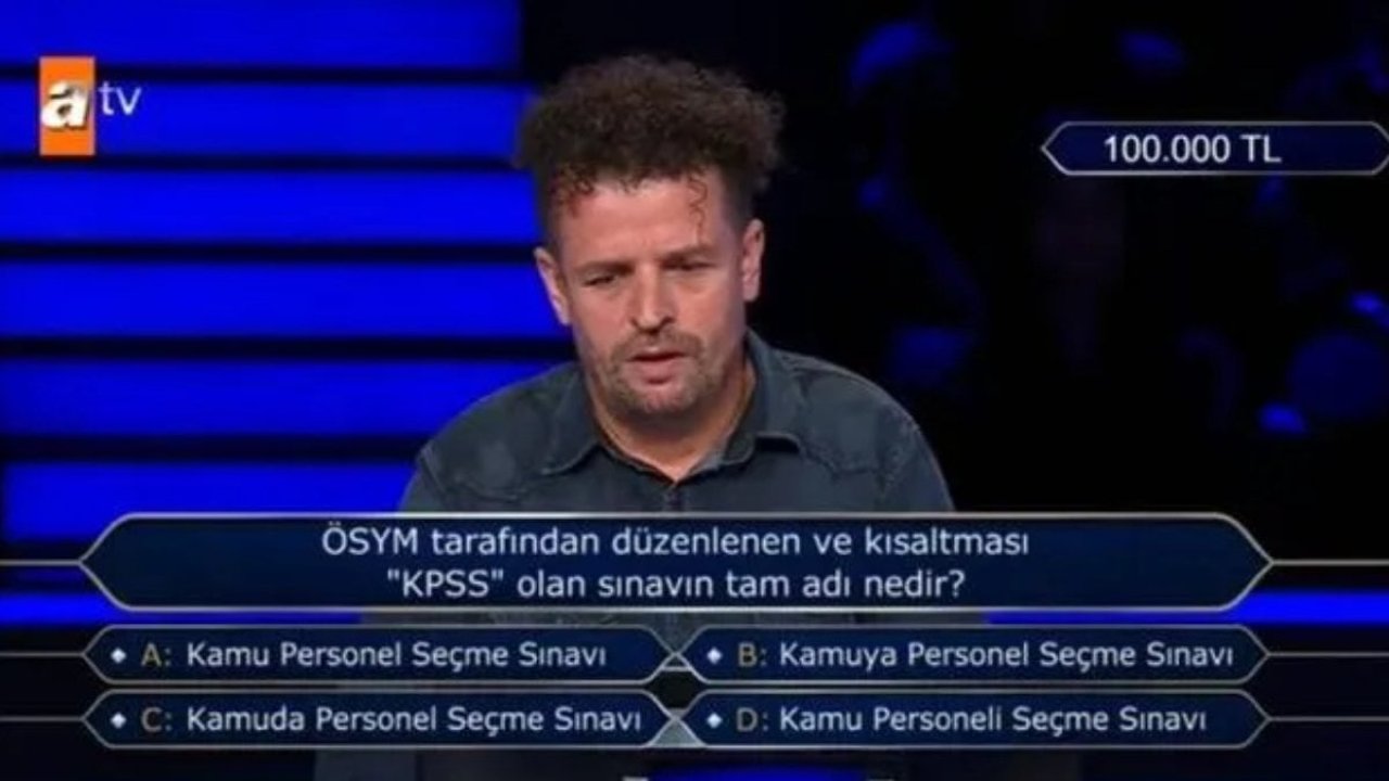Kim Milyoner Olmak İster yarışmasında akıl karıştıran KPSS sorusu